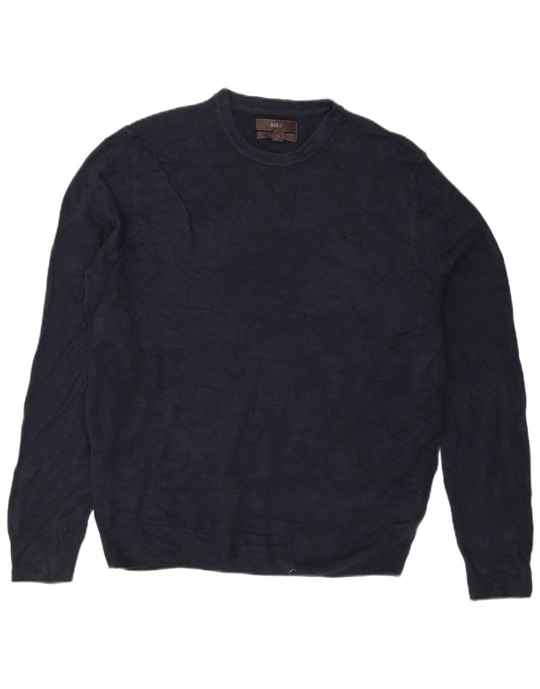 Suéter masculino Marks & Spencer com gola redonda grande acrílico azul marinho