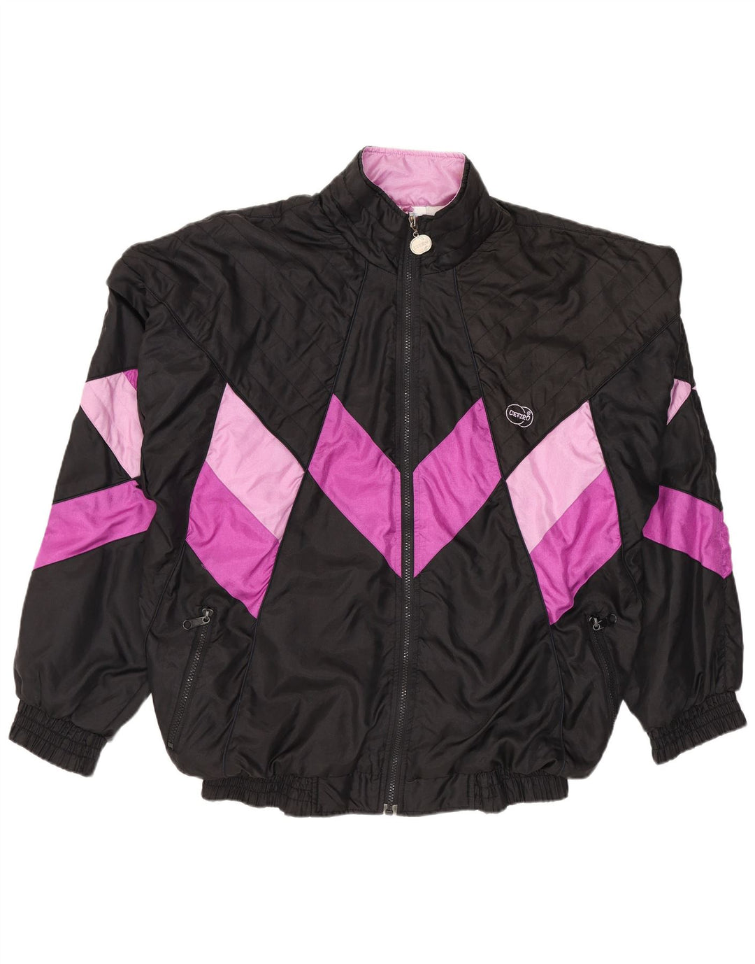 Poliéster preto de Colorblock do revestimento superior do fato de treino dos homens do vintage grande
