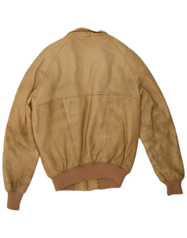 Vintage Mens Sherpa Leather Jacket IT 52 XL Beige Leather