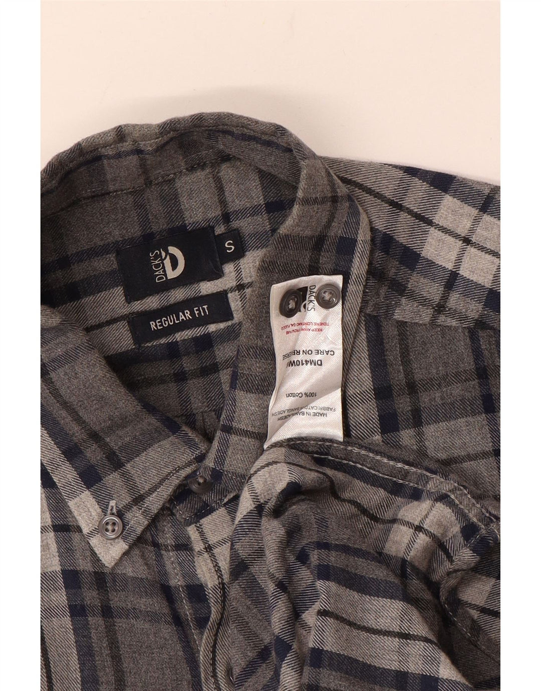 Camisa masculina de flanela de ajuste regular DACK'S pequeno algodão xadrez cinza
