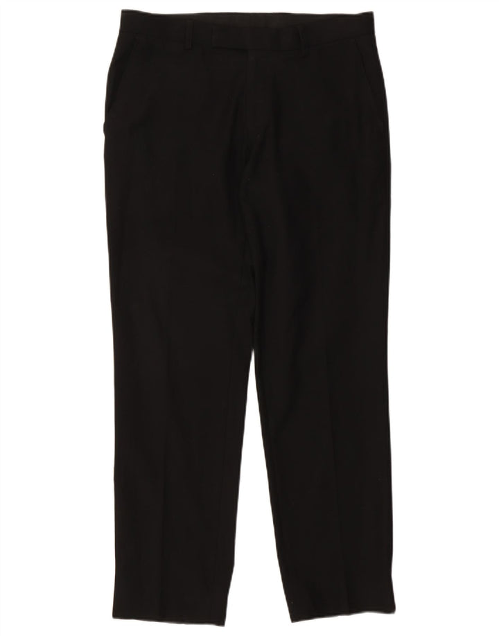 Calça masculina de terno reto Marks & Spencer W32 L29 preta