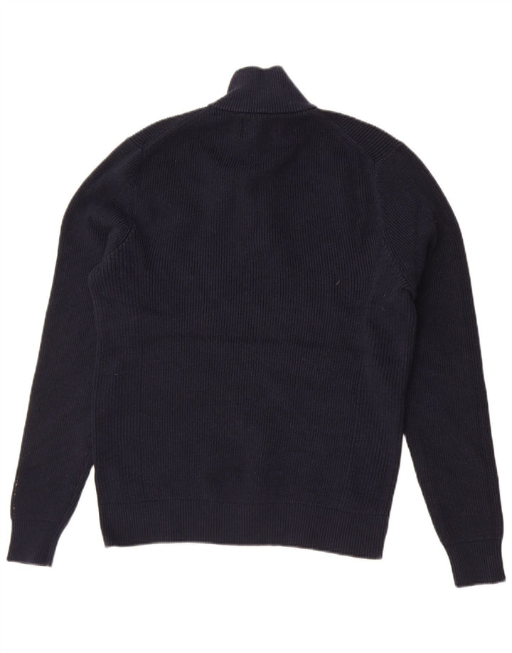 Suéter feminino Marks & Spencer com gola e zíper Reino Unido 14 médio azul marinho