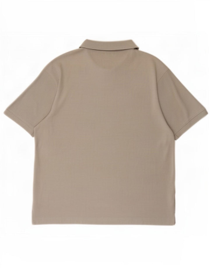 Camisa polo masculina Zara grande algodão listrado cinza