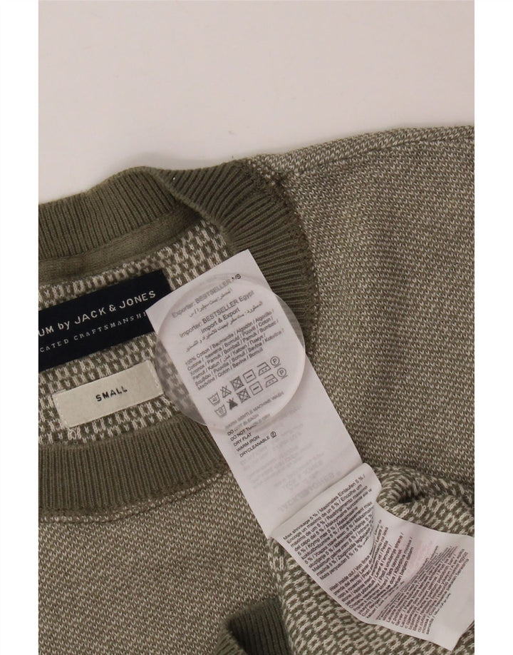 Suéter masculino Jack & Jones com gola redonda e algodão cáqui pequeno