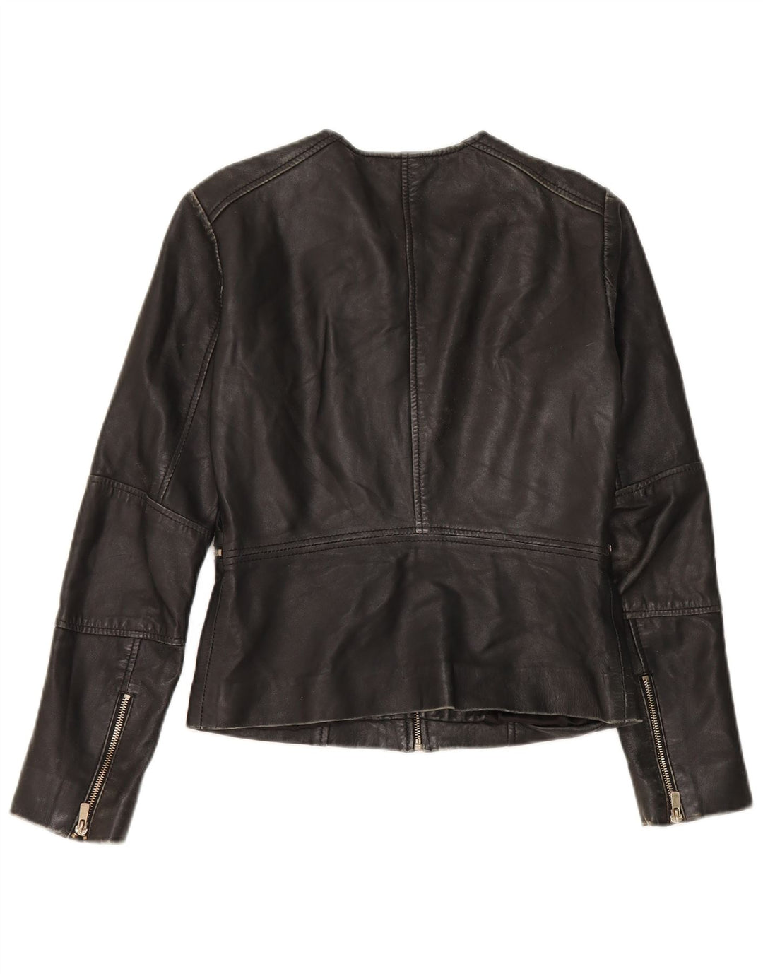 Jaqueta feminina de couro Mango UK 10 pequena preta