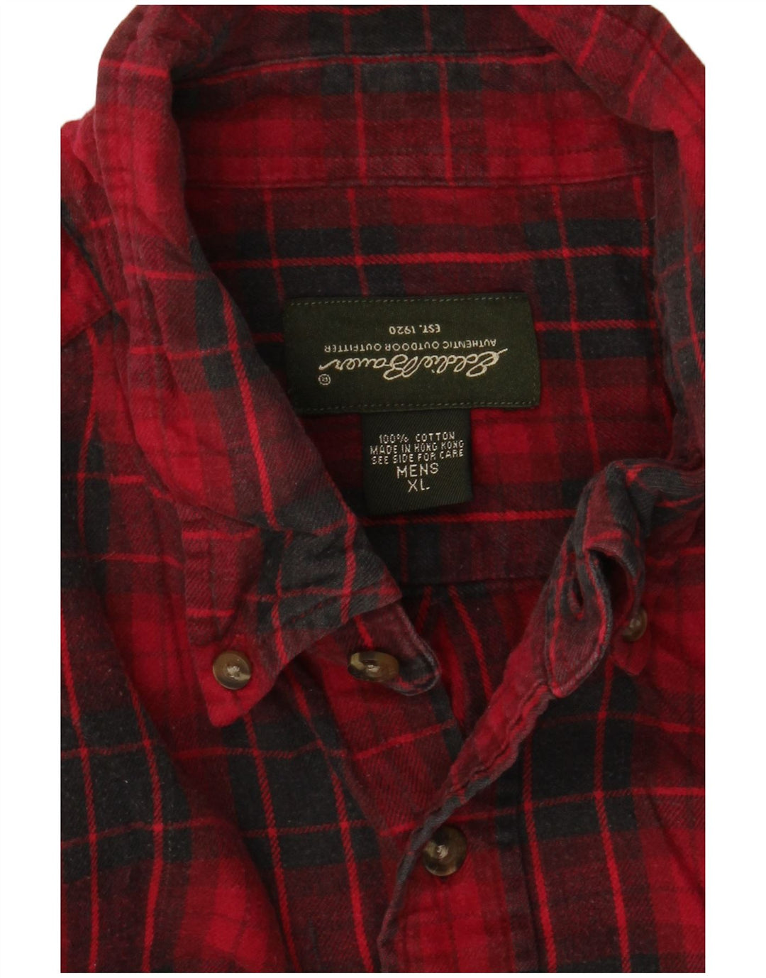 Camisa masculina de flanela EDDIE BAUER XL de algodão xadrez vermelho