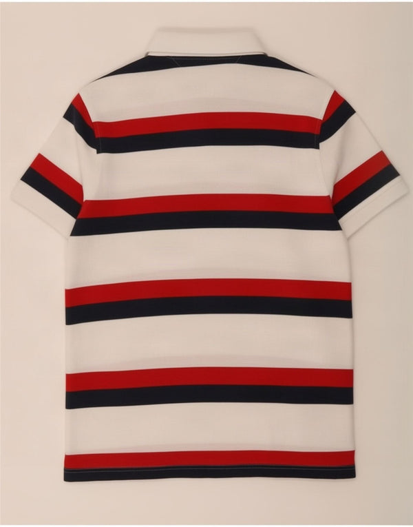 Camisa polo masculina Tommy Hilfiger pequena listrada branca