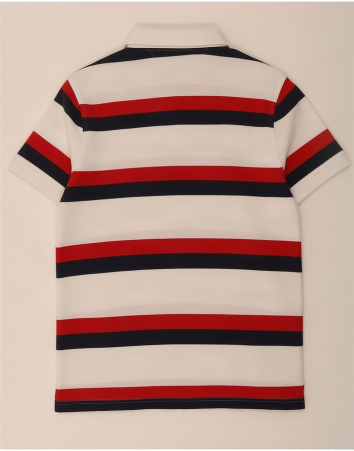 Camisa polo masculina Tommy Hilfiger pequena listrada branca