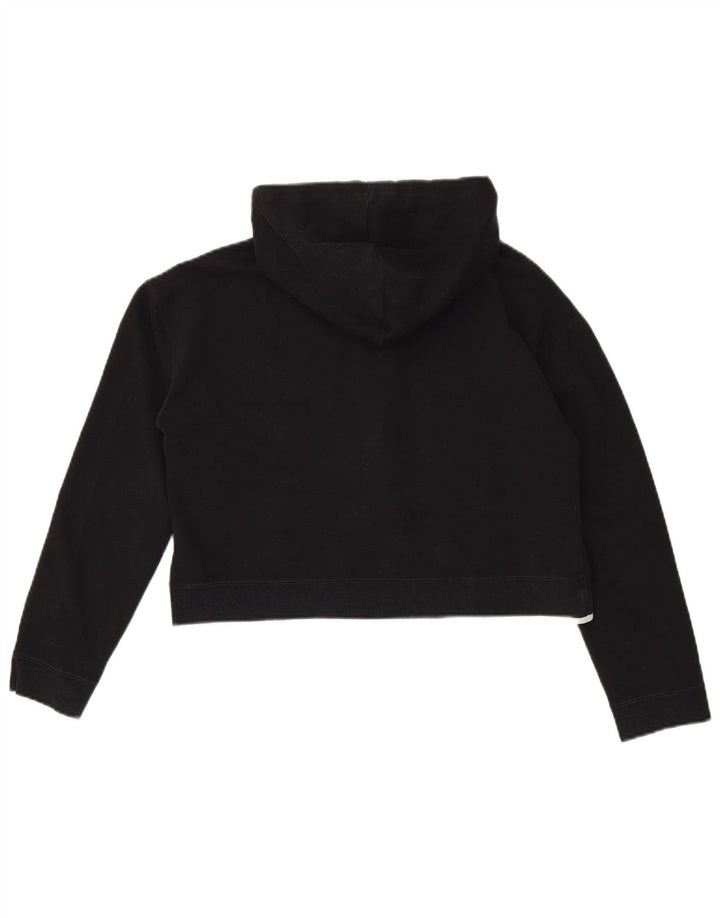 Adidas Womens Crop Oversized Hoodie Jumper Reino Unido 8 Pequeno Poliéster Preto