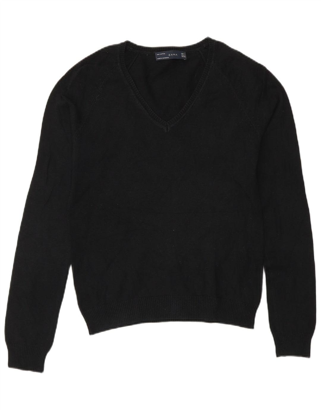 Suéter feminino Zara com decote em V Reino Unido 14 grande preto