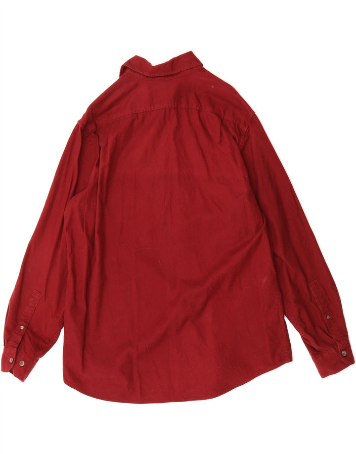 EDDIE BAUER Mens Relaxed Fit Shirt Large Burgundy Cotton Vintage Eddie Bauer and Second-Hand Eddie Bauer from Messina Hembry 