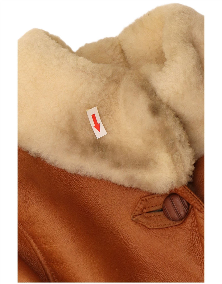 Jaqueta feminina vintage de shearling de grandes dimensões IT 44 marrom médio