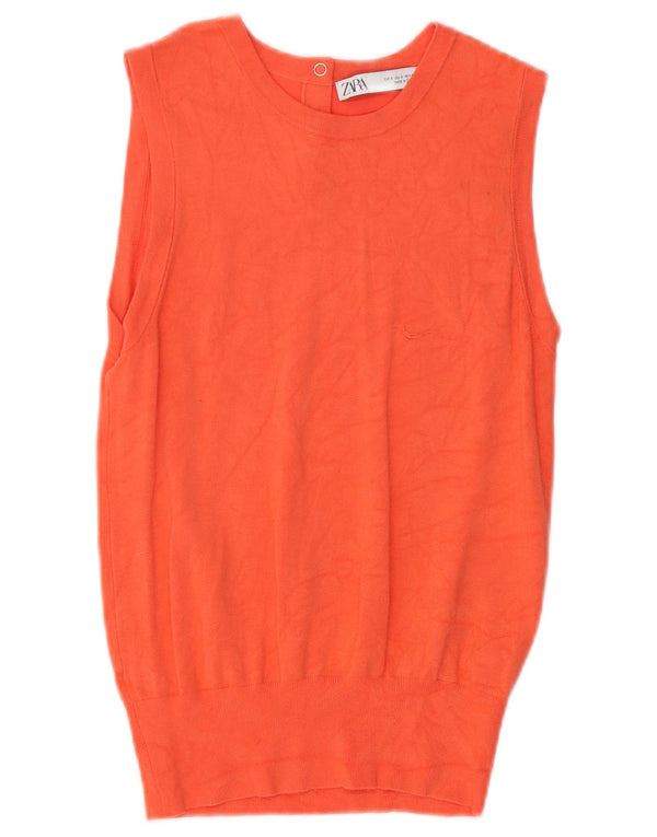 Zara Womens Vest Tank Top UK 8 Pequeno Laranja Viscose