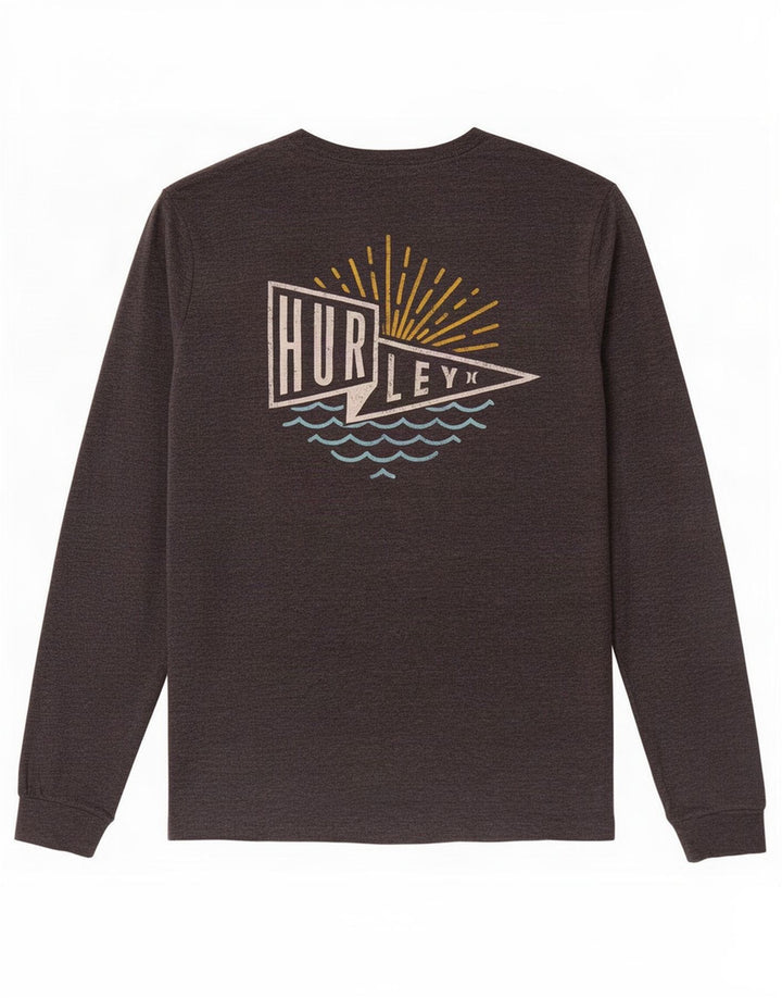 Hurley Mens Graphic Top manga comprida pequeno algodão cinza