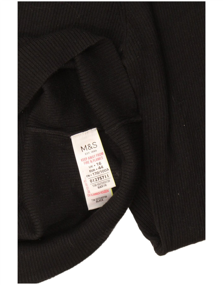 Top feminino Marks & Spencer manga comprida UK 16 grande viscose preta