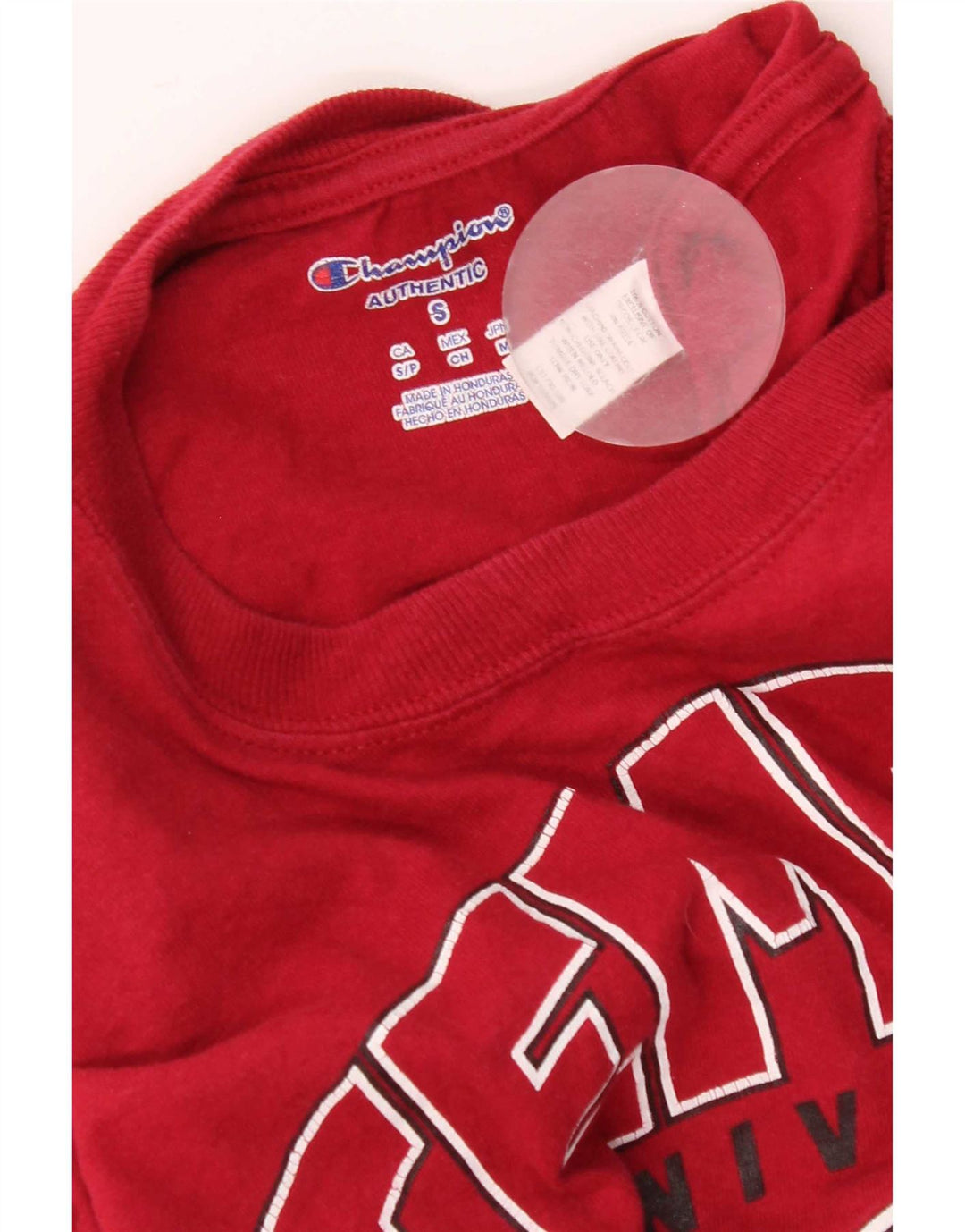 Champion masculino Temple University gráfico top manga comprida pequeno algodão vermelho