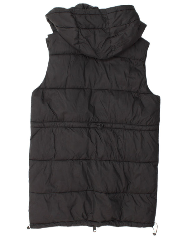 Colete acolchoado com capuz feminino Zara UK 14 poliéster preto médio