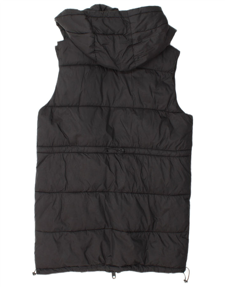 Colete acolchoado com capuz feminino Zara UK 14 poliéster preto médio