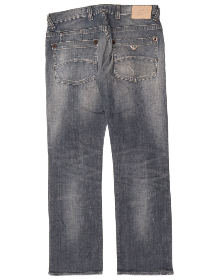 Armani Masculino Distressed Slim Jeans W33 L32 Azul Algodão