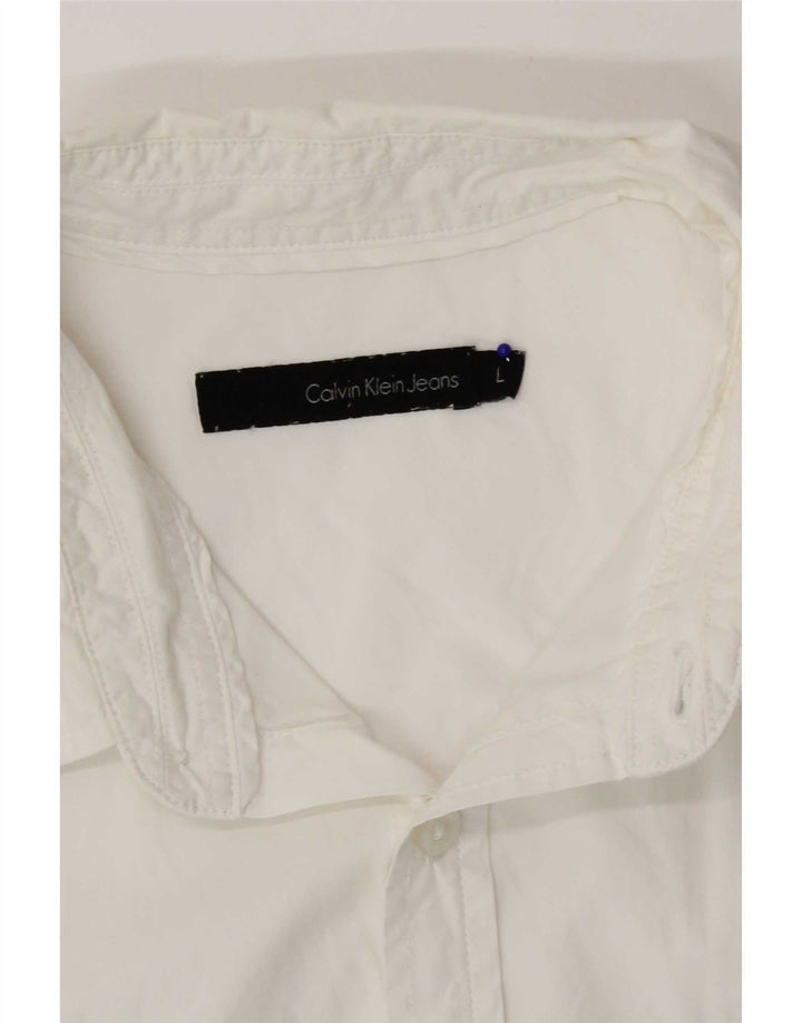 Camisa masculina de manga curta Calvin Klein Jeans grande branca