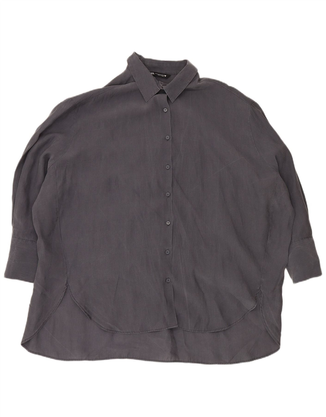 Zara Camisa Longline Feminina Oversized Reino Unido 18 XL Azul Marinho