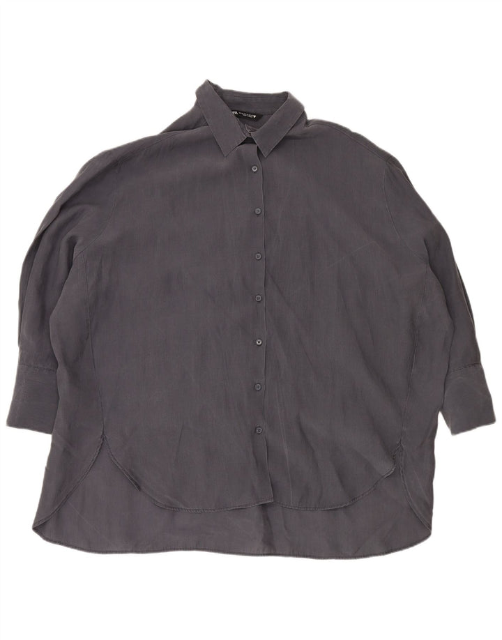 Zara Camisa Longline Feminina Oversized Reino Unido 18 XL Azul Marinho