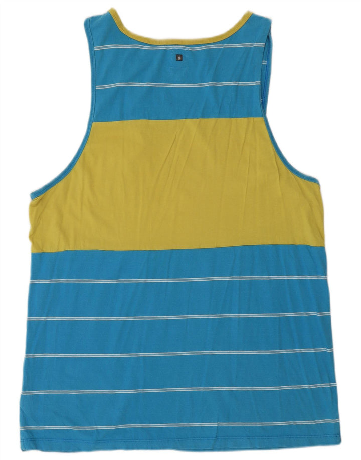 Colete masculino Volcom grande algodão listrado azul