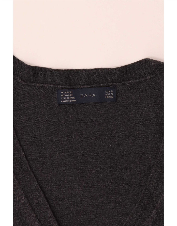 Suéter cardigã feminino Zara Reino Unido 10 pequeno rayon cinza