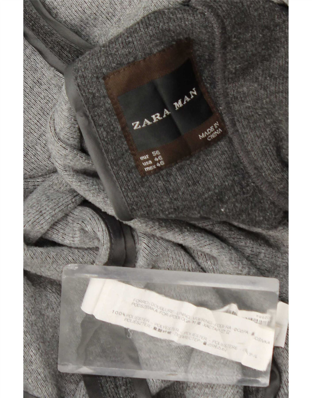 Jaqueta blazer masculina Zara com 2 botões EU 56 XL cinza poliéster