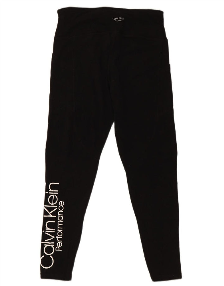 Calça legging feminina CALVIN KLEIN com estampa gráfica UK 12 algodão preto médio
