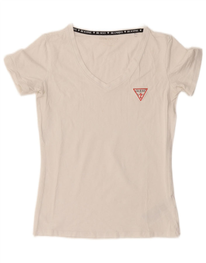 Camiseta feminina Guess UK 12 algodão branco médio