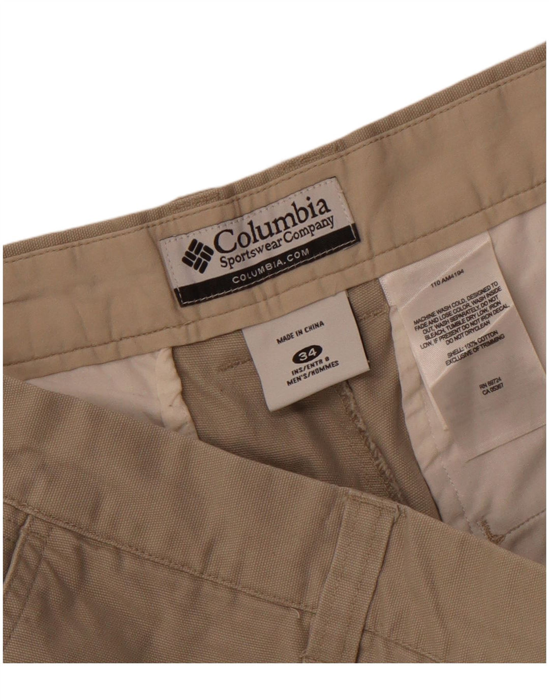 Columbia Mens Cargo Shorts W34 Grande Algodão Bege