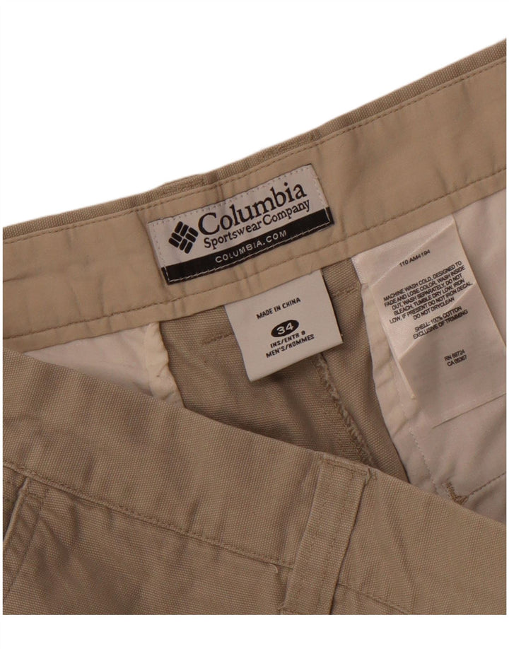 Columbia Mens Cargo Shorts W34 Grande Algodão Bege