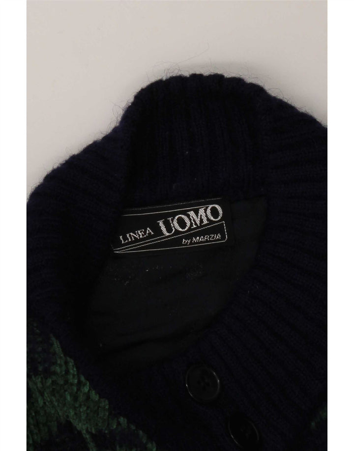 Suéter cardigã masculino Marzia 2XL azul marinho geométrico
