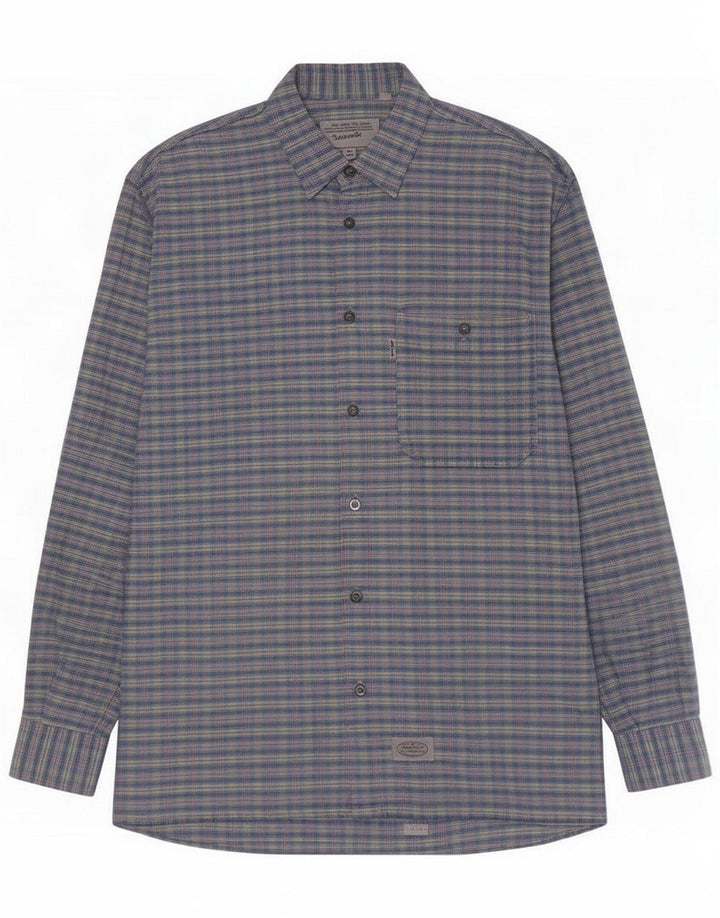 Camisa masculina Levi's de algodão xadrez azul médio