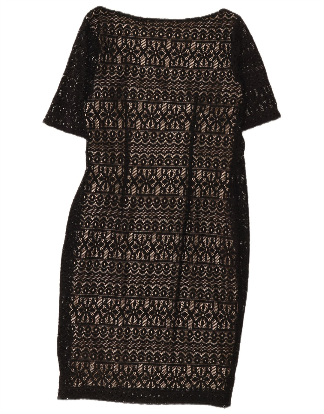 Vestido feminino Marks & Spencer com bainha de renda Reino Unido 12 médio preto floral
