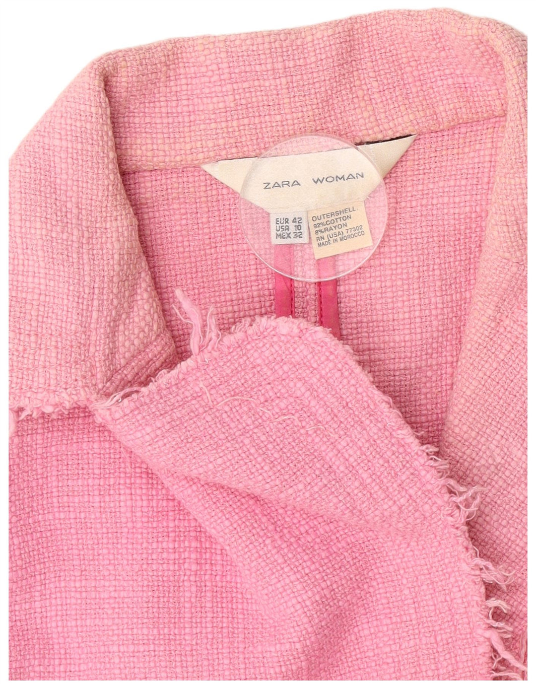 Jaqueta blazer feminina Zara crop 1 botão EU 42 grande algodão rosa