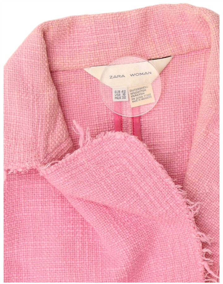 Jaqueta blazer feminina Zara crop 1 botão EU 42 grande algodão rosa