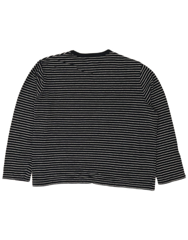Top feminino Marks & Spencer de manga comprida UK 20 2XL listrado azul marinho