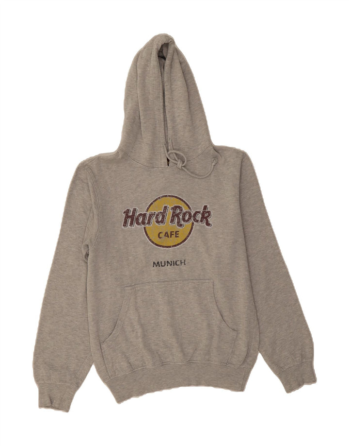 HARD ROCK CAFE Womens Munich Graphic Hoodie Jumper UK 14 Medium Grey Vintage Hard Rock Cafe and Second-Hand Hard Rock Cafe from Messina Hembry 
