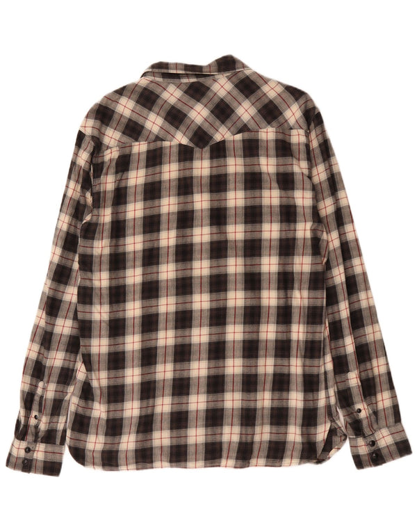 Camisa masculina de flanela All Saints grande algodão xadrez preto