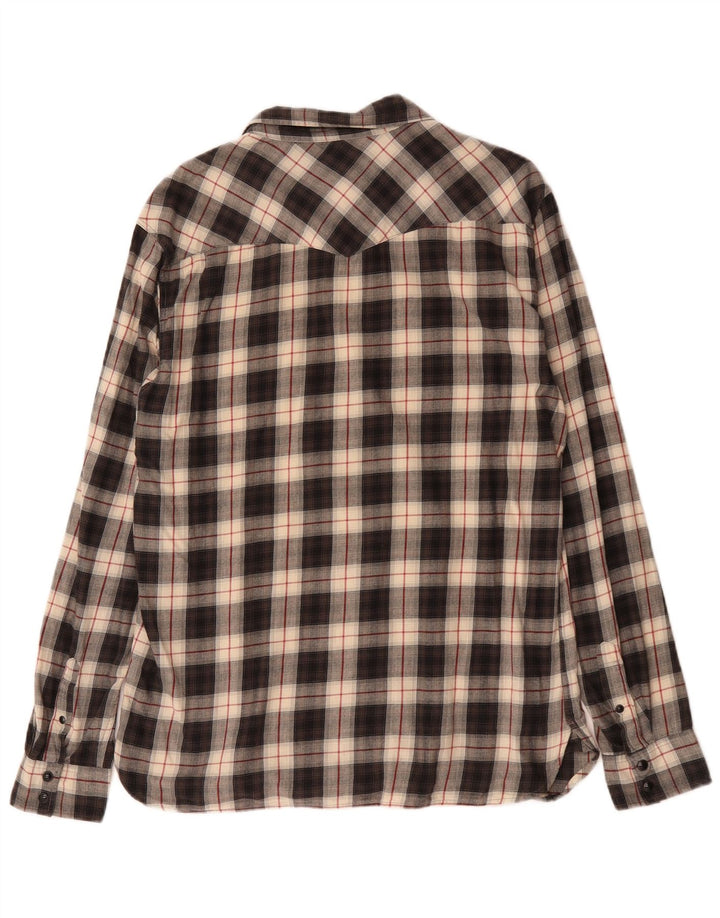 Camisa masculina de flanela All Saints grande algodão xadrez preto