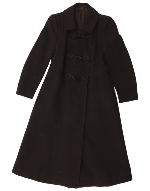 Sobretudo feminino vintage UK 10 pequeno preto