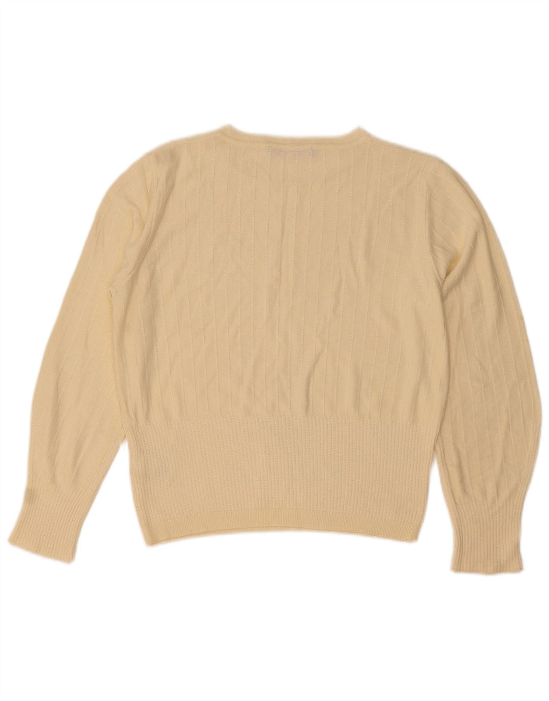 Suéter feminino Marks & Spencer com gola redonda Reino Unido 12 viscose bege médio