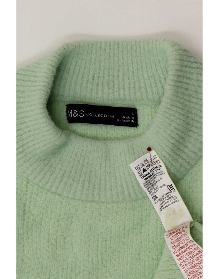 Suéter feminino Marks & Spencer com gola tartaruga Reino Unido 10 pequeno verde