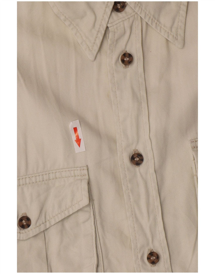 Camisa militar masculina de manga curta Wrangler de algodão branco médio