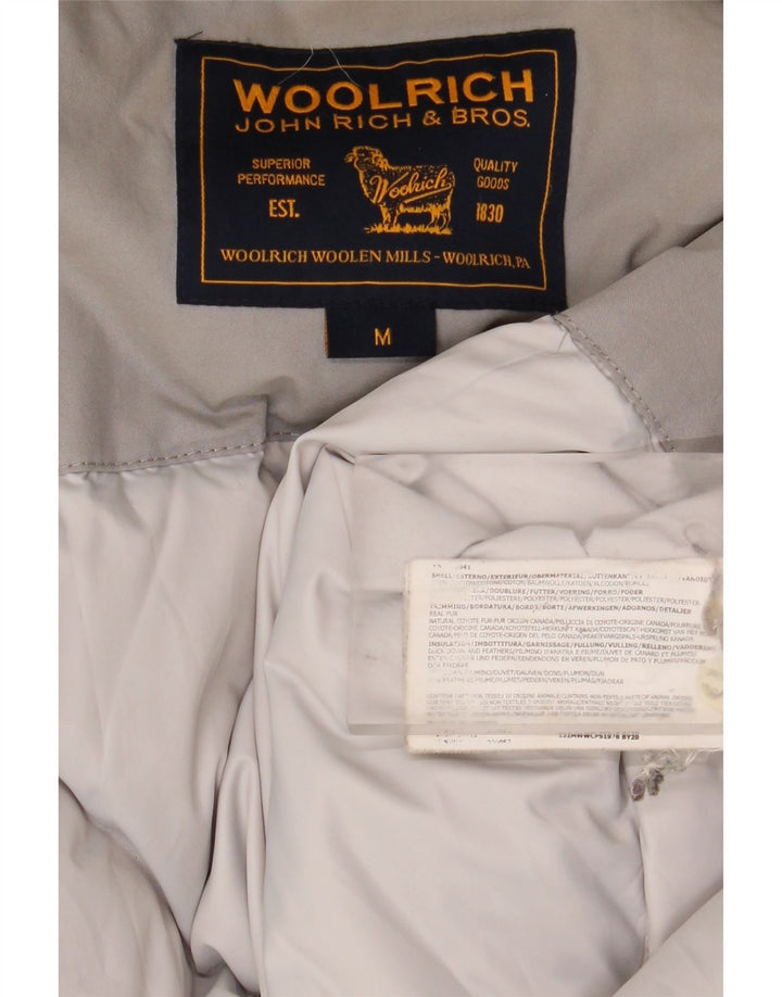 Casaco acolchoado com capuz feminino Woolrich Reino Unido 14 algodão cinza médio