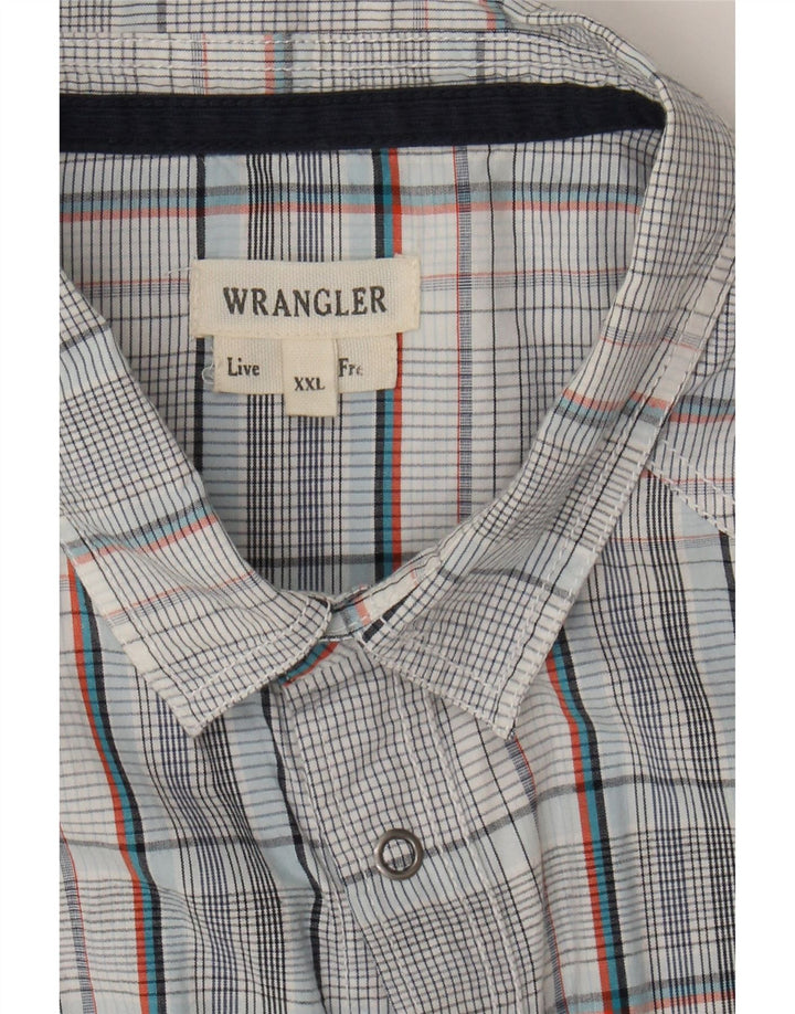 WRANGLER Mens Short Sleeve Shirt 2XL Grey Check Cotton Vintage Wrangler and Second-Hand Wrangler from Messina Hembry 