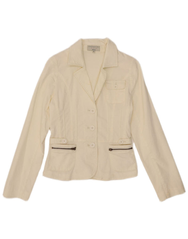 Jaqueta blazer essencial para meninas com 3 botões 13-14 anos fora de algodão branco