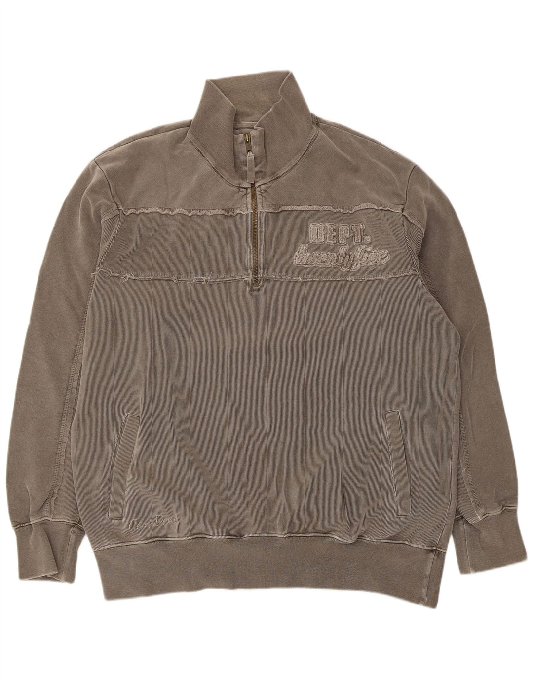 Moletom masculino vintage com zíper e gola grande cinza
